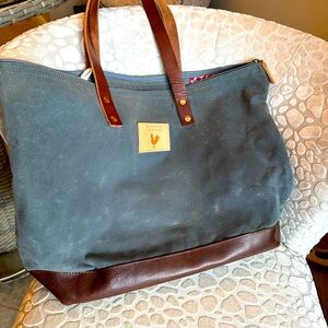 Meanwhile Back On The Farm Slate Blue Adveture Tote
